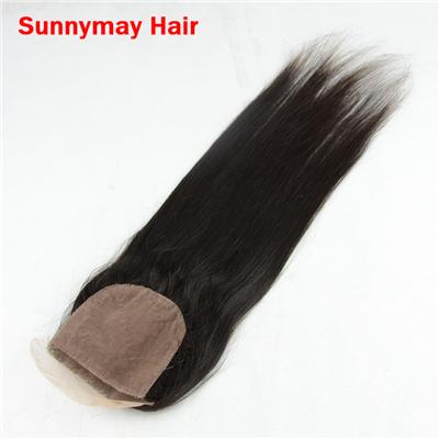 Sunnymay Straight Silk Base Closure Free Middle 3 Part Cheap Virgin Brazilian Human Hair Silk Top Lace Closure With Hidden Knots