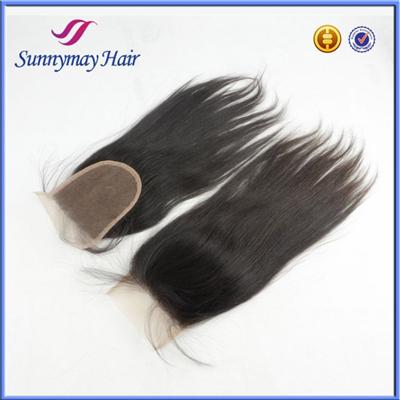 Wholesale Stock 4x4 Bleached Knots Malaysian Virgin Human Hair Free Parting Lace Closure With Baby Hair