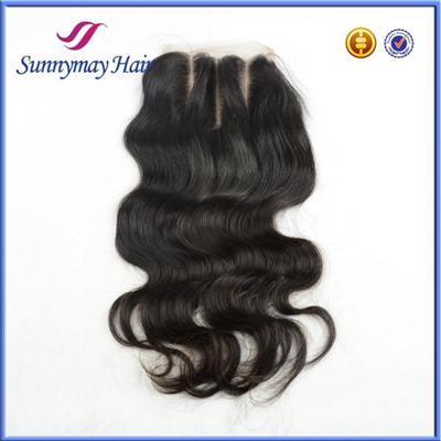 Sunnymay Stock Natural Color Body Wave100% Malaysian Virgin Hair Top Closure Bleached Knots 3 Way Part Lace Closure 5x5