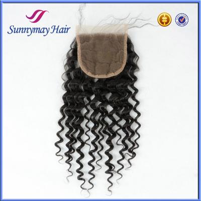 Wholesale Stock 4x4 Bleached Knots Peruvian Virgin Hair Kinky Curly Lace Closure With Baby Hair