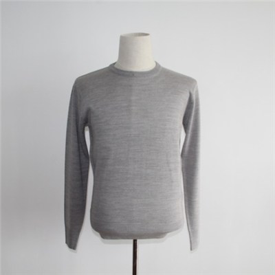 Basic Crew Neck Melange Grey Knitted Sweater