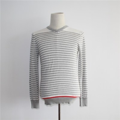 Fashion Striped V-neck Knitted Sweater For Men