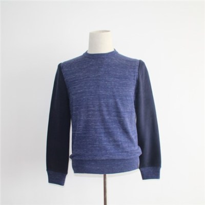 Melange Fleece Sleeves Crew Collar Sweater For Men