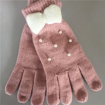 China quality Acrylic solid color knitted kid gloves with bow manufacturers