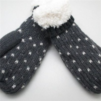 China quality Acrylic mix color knitted men mittens with fleece manufacturers