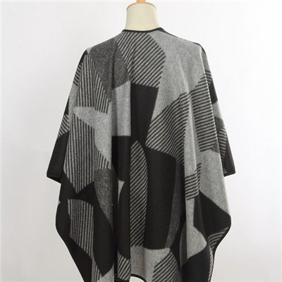 Latest design acrylic contrast color with border patterns woven knitted shawl