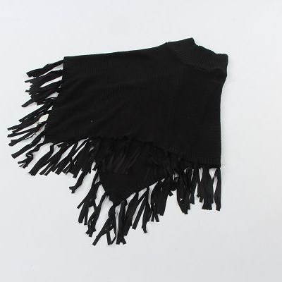 Latest design acrylic cable knitted shawl with suede tassels