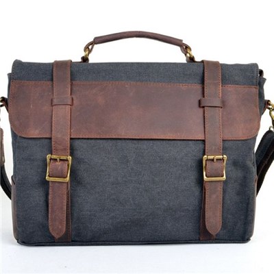 Buckle Tapes Canvas Satchel