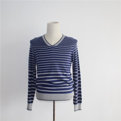V-neck Striped Knitted Sweater Design For Men