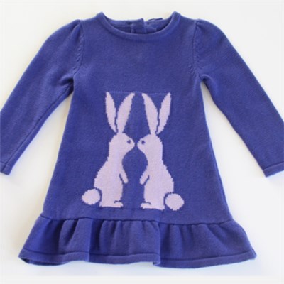 Long Style Rabbit Pattern Baby Girls Sweater