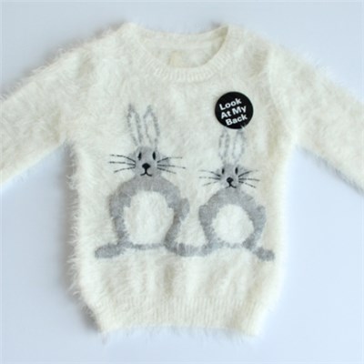 Rabbit Graphic Soft Feather Yarn Kids Sweater