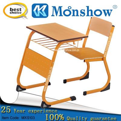Wood Single Study Table And Chair ,MoonShow School Furniture