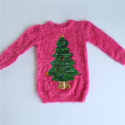 Sequined Tree Christmas Sweater For Girls