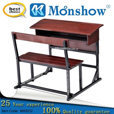 Double Seat Primary And Middle School Hardwood Timber Furniture