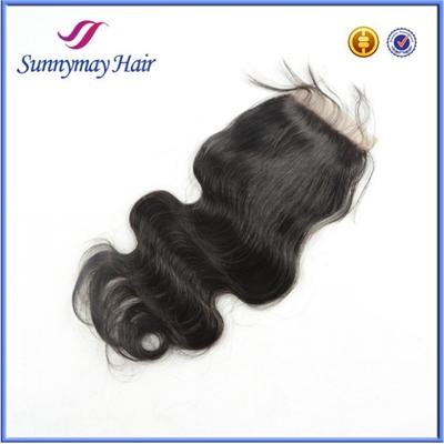 Sunnymay Wholesale 4x4 Body Wave 7A Bleached Knots 100% Brazilian Virgin Hair Lace Top Closure Pieces With Baby Hair