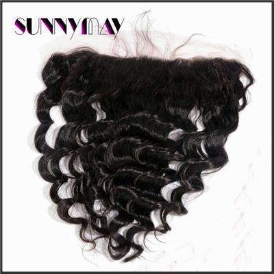 7A Top Quality Human Hair Peruvian Virgin 13*4Lace Frontal Closure Loose Wave Free Part Natural Color Fashion Wave Lace Frontals