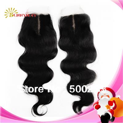 Hot Sale Stock 3.5*4 Natural Color 100% European Virgin Hair Middle Part Swiss Lace Body Wave Hair Lace Closure On Sale