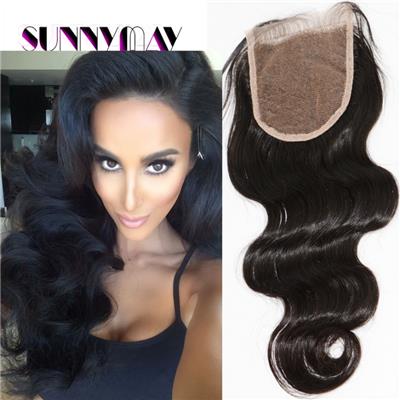 Sunnymay Unprocessed 7a+ Grade Body Wave 100% Indian Virgin Hair Top Closure 120% Density Lace Closure Bleached Knots 3x4
