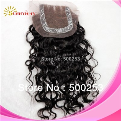 Three Part Curly 10-20inches Indian Virgin Hair Lace Top Closure 5x5 Baby Hair Fast Shipping