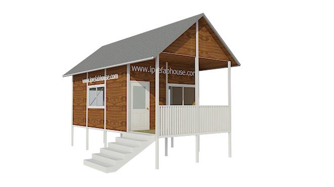 This cute one floor earthquake-proof prefab sandwich panel house total area is 26.50 sq.m.(285.13 sq.ft.) with 2 rooms.It is used as a villa,cottage,bungalow,cabin,store,dwelling,office,garden studio.