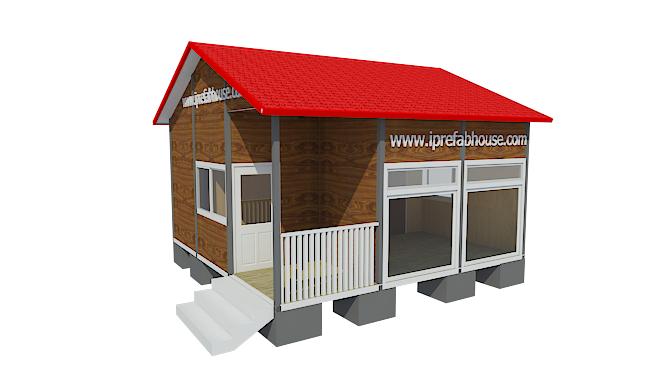 This mini one layer contemporary prefabricated steel construction total area is 29.81 sq.m.(320.77 sq.ft.) with 2 rooms.It is used as a villa,cottage,bungalow,cabin,store,dwelling,office,garden studio
