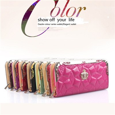 2015 Europe And The United States The New Lady Wallets Long Wallet Crown Patent Leather Embossed With Female Bag,Welcome To Sample Custom