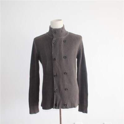 Stone Washed Double-breasted Cardigan Sweater Design For Men