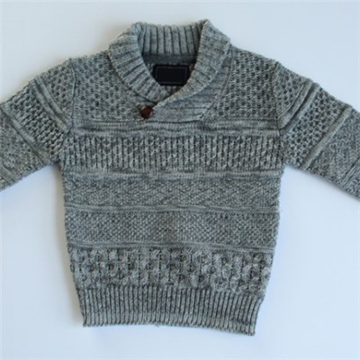 Boys Shawl Collar Knitted Sweater With A Button