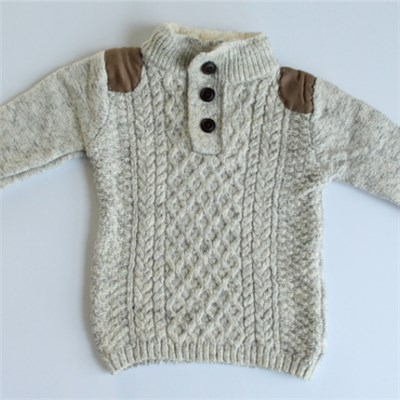 Cable-knit Sweater With Shoulder Patches And Fur Collar