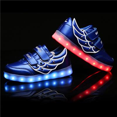 2016 New Style Kids LED Shoes Wholesale USB Charging Light Up LED Flaring Shoes Lovely Wing Shoes