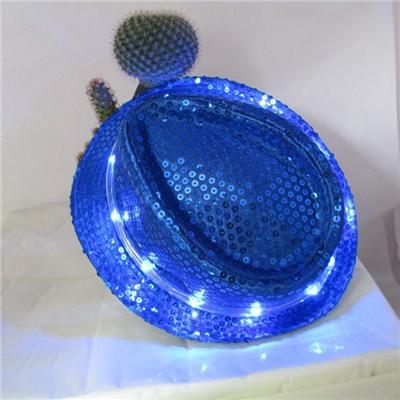 High Quality Colorful Performing Hip Hop LED Jazz Hats Flashing Blinking Fedoras Hats LED Party Hats LED Cowboy Hats With 7 Colors