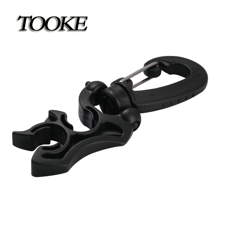 TOOKE Scuba Diving Double Hose Holder with Clip Buckle Black