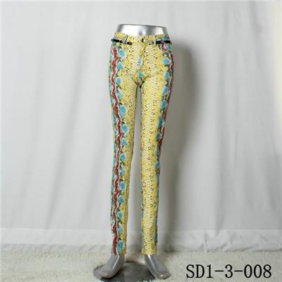SD1-3-008 Women Fashion Sexy Woven Printing Of Tall Waist Skinny Leggings