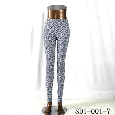 SD1-001-7 Black And White Woven Jacquard All-match Leggings