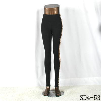 SD4-53 Fashion Leopard Print Side-match High-waist Running Sport Pants
