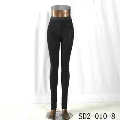 SD2-10-008 Latest Fashion Knit Jacquard High-waist Black Slim Leggings