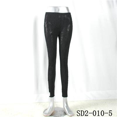 SD2-10-005 Latest Fashion Knit Jacquard Low-waist Black Slim Leggings