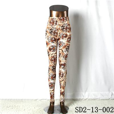 SD2-13-002 Fashion Knit Tiger Head Print Slim Leggings