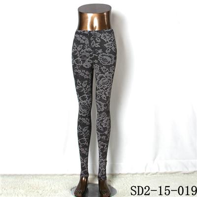 SD2-15-019 New Style Popular Knit Black&white Flower Slim Leggings