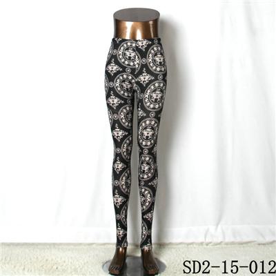 SD2-15-012 New Style Popular Knit Black And White Sun-flower Slim Leggings