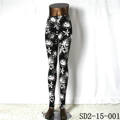 SD2-15-001 New Style Popular Knit Black And White Sun-flower Slim Leggings