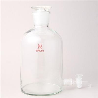 Clear Glass Aspirator Bottle With Ground-in Glass Stopper And Stopcock