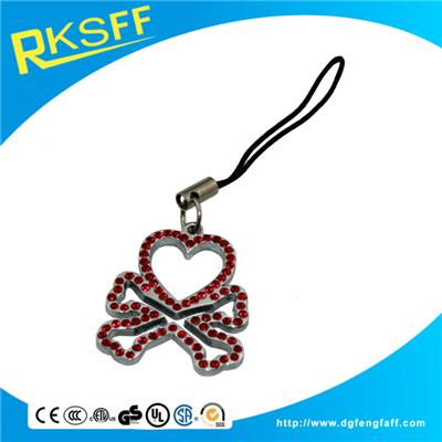 Zinc Alloy Round Mobile Phone Hanging Ornament