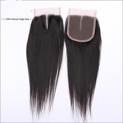 Straight Lace Closure Bleached Knots 4x4 Inch Natural Color