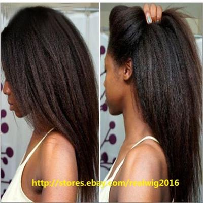 Malaysia Human Hair Lace Front Wig Kingky Straight