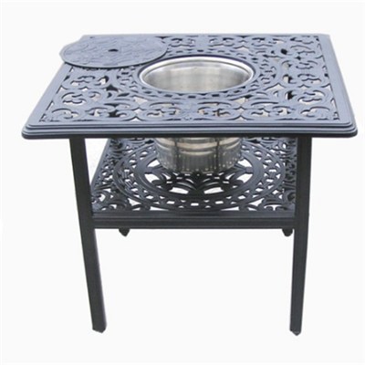 European Outdoor Furniture Cast Aluminum Table With Beverage Holder
