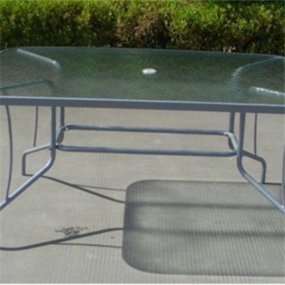 Rectangular Glass Dining Table With Steel Frame