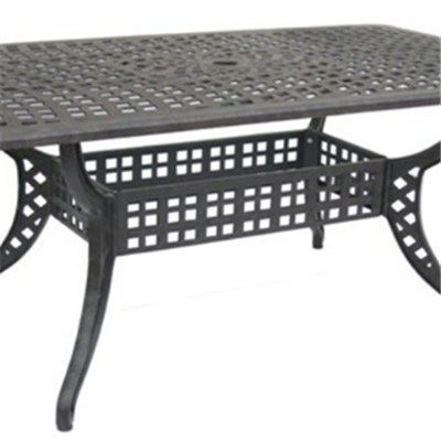 Rectangular Cast Aluminum Dining Table With Lattice Design