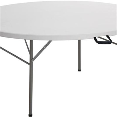 White Plastic HDPE Steel Tube Round Folding Portable Table