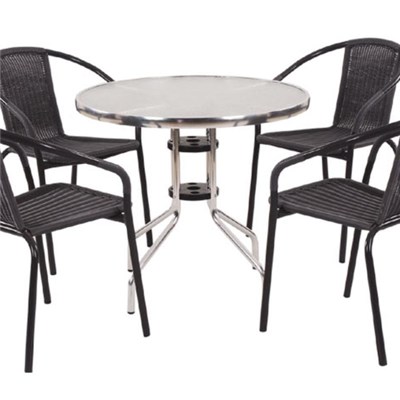 Patio Rattan Bar Set-5pc Wicker Bistro Set With Glass Top Tableresturant Table